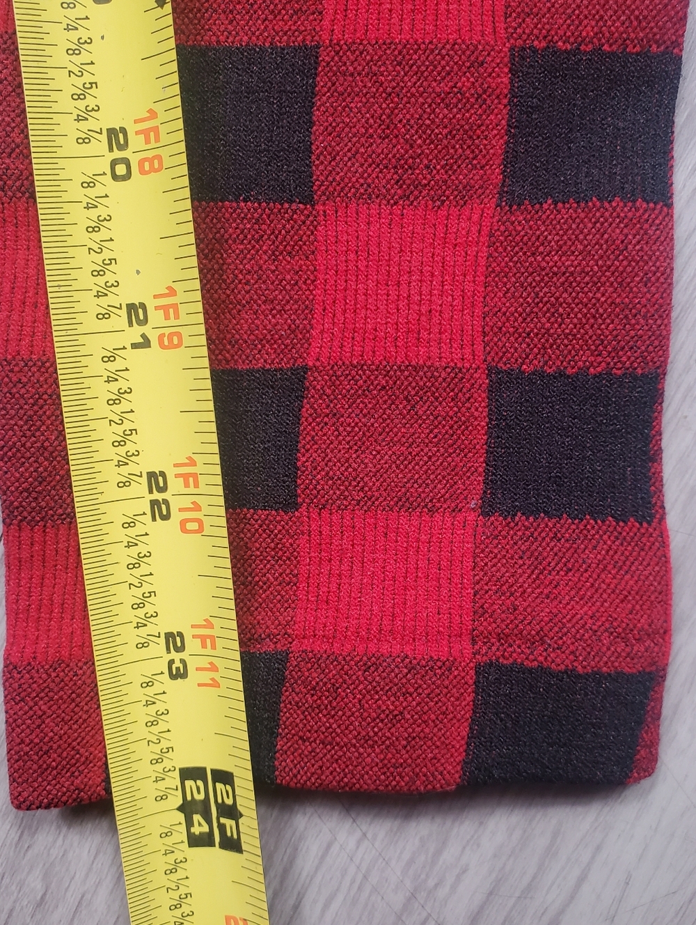 MUK LUKS Women's Fleece Lined Leggings S/M Red & Black Plaid Buffalo Check - Picture 9 of 10